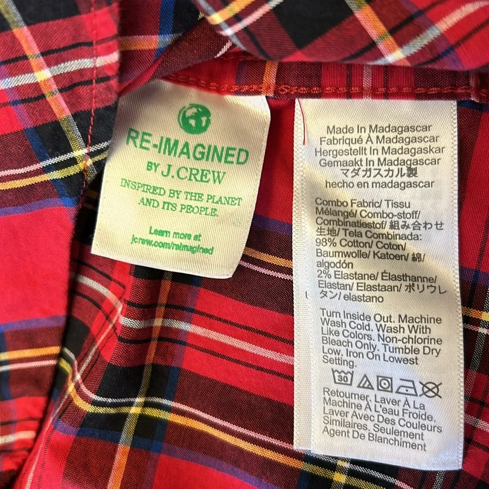 J. Crew Red Plaid Long Sleeve Button Down Shirt Size M
